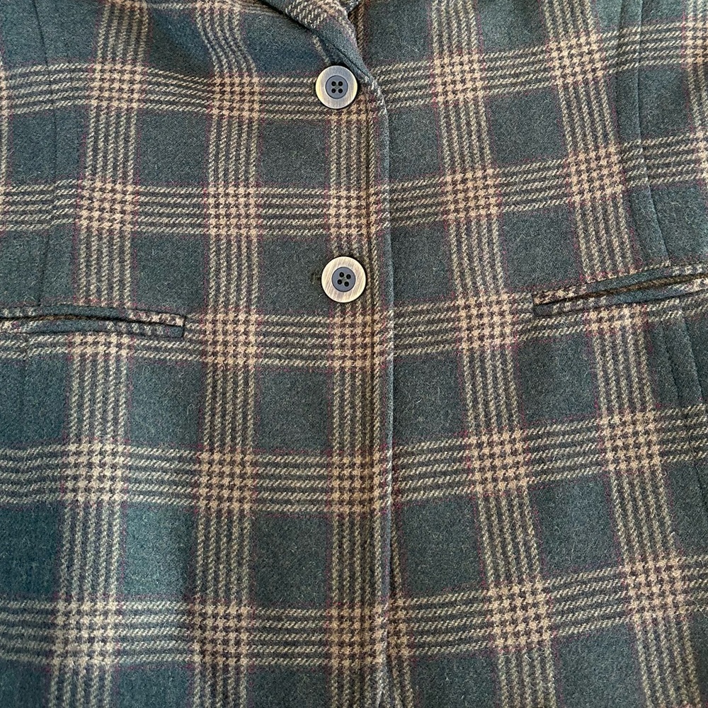 Vintage Talbots Wool Blend Plaid Blazer Academia Equestrian Jacket Medium Olive - Picture 13 of 14